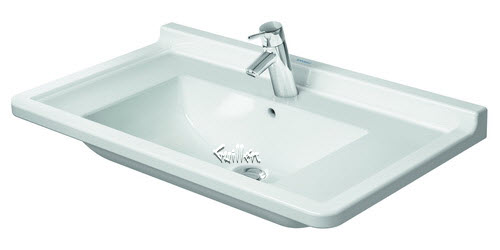 Duravit 0304800087; Starck 3; Furniture washbasin 850 mm 3 with of with tp 3 th ; in White; ;   Replaces 04800030