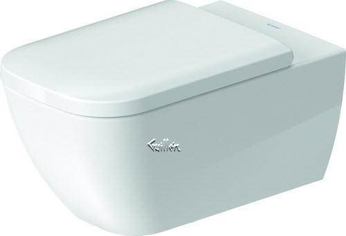 Duravit 2550090092; Happy D.2; Toilet wall mounted rimless, washdown model, Durafix included, 14 3 / 8" x 24 3 / 8"; in White; ;