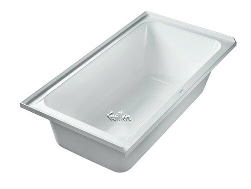 Duravit 700406000000090; D-Code; Bathtub 60"x32" with tile flange drain left; in White; ;