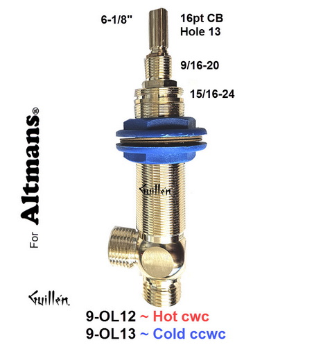 Altmans 9-OL12;;__ 6-1/8in 16pt; Hot cwc; 1/4 turn brass valve for lavatory; in Unfinish