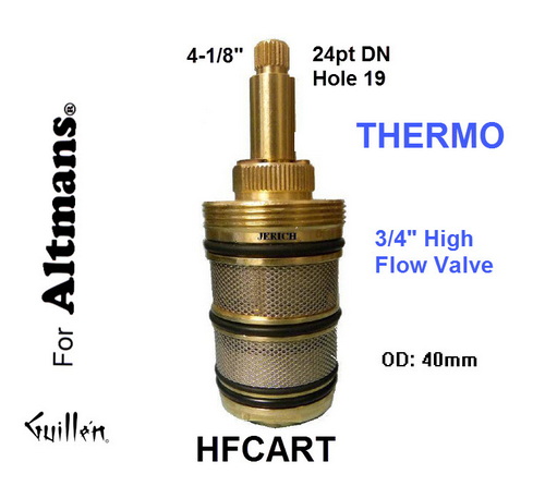 Altmans HFCART;;__ 4-1/8in 24pt; Thermostatic cartridge for 3/4 high flow valve; in Unfinish