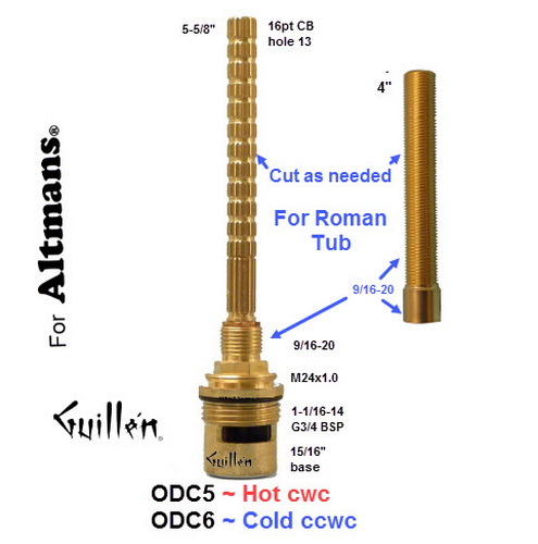 Altmans ODC5; ; hot ceramic cartridge (romantub); in Unfinish