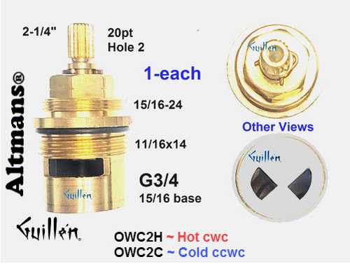 Altmans OWC2C;;__ 2-1/4in 20pt; Cold cccw; 1/4 brass ceramic cartridge; in Unfinish