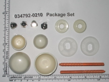 American Standard 034792-0210A; ; bolt cap assembly large / small with screws nuts mounting kit for wall mount toilet bidet; in Bone; Discontinued Product