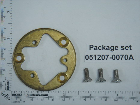 American Standard 051207-0070A; ; brass adapter disk with screws for pressure balance unit for bath shower; in Unfinish; Discontinued Product