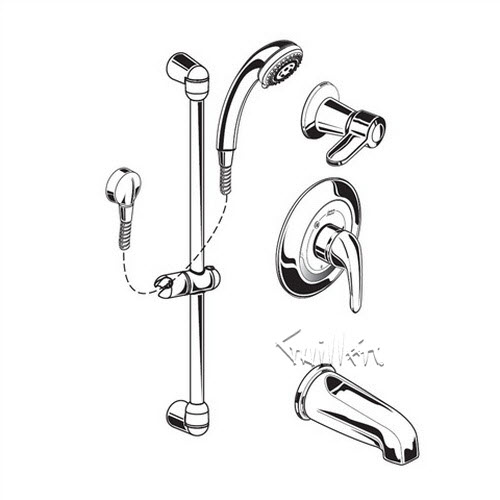 American Standard 1662212; ; commercial shower system kit - 1.5 gpm repair replacement technical part breakdown