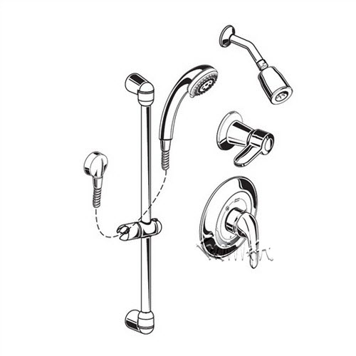 American Standard 1662213; ; commercial shower system kit - 1.5 gpm repair replacement technical part breakdown