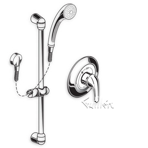 American Standard 1662221; ; commercial shower system kit - 2.5 gpm repair replacement technical part breakdown