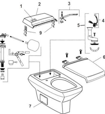 American Standard 2014.013; Galleria; one piece toilet repair technical part breakdown