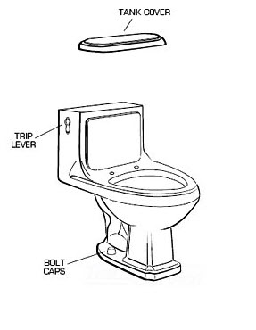 American Standard 2038.016; Antiquity; elongated one piece 1.6 gpf toilet repair technical part breakdown