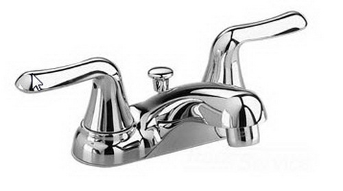 American Standard 2275.500 .002; Colony Soft; two handle centerset 4" inch with pop-up drain lever handle; in Polished Chrome