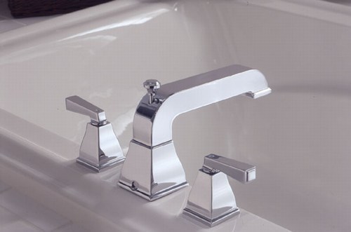 American Standard 2555.900.002; Town square; two handle deck-mount tub faucet less personal spray; in Polished Chrome; Discontinued Product