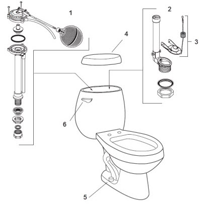 American Standard 4071.014; Calais; elongated two piece 3.5 gpf toilet repair technical part breakdown