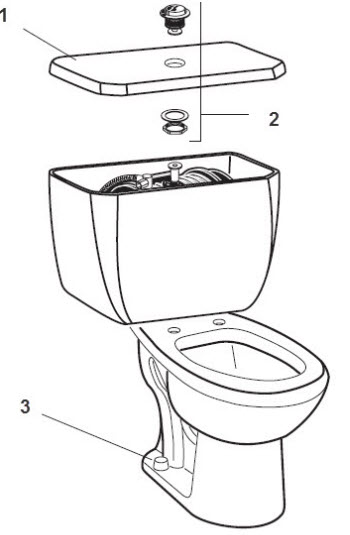 American Standard 4086.025; Cadet; round front / elongated two piece 1.6 gpf toilet repair technical part breakdown