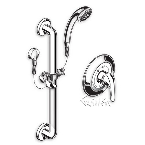 American Standard 1662SG211; ; commercial shower system 1.5 gpm slide-grab bar repair replacement technical part breakdown