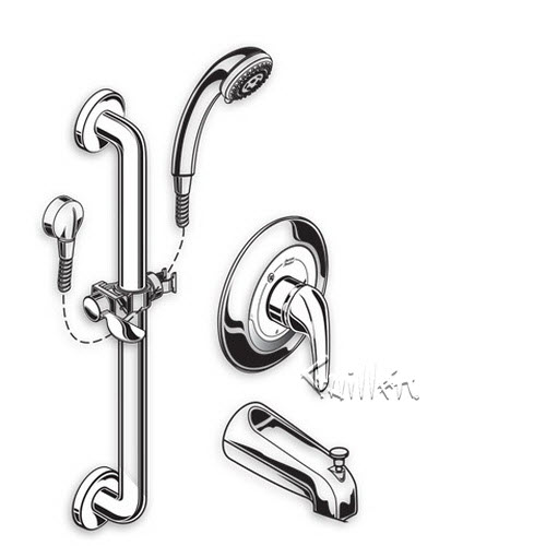 American Standard 1662SG215; ; commercial shower system 1.5 gpm slide-grab bar repair replacement technical part breakdown