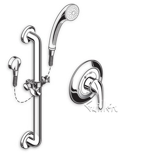 American Standard 1662SG221; ; commercial shower system 2.5 gpm slide-grab bar repair replacement technical part breakdown