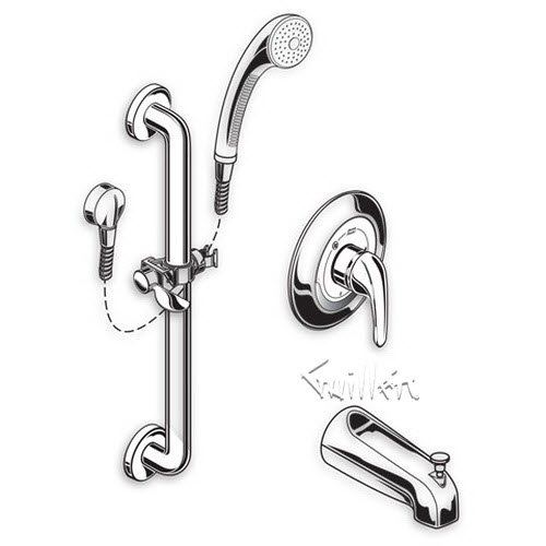American Standard 1662SG225; ; commercial shower system 2.5 gpm slide-grab bar repair replacement technical part breakdown