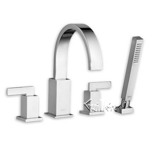 American Standard 7184901.002; Times Square; deck-mount tub filler with personal shower; in Chrome; Discontinued Product