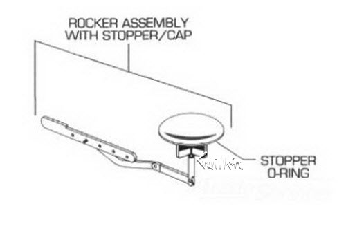 American Standard 752273-0020A; ; pop-up rocker assembly with stopper for bath tub drain; in Polished Chrome