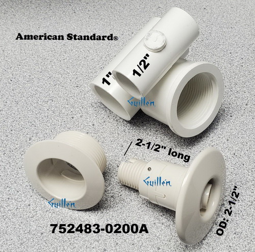 American Standard 752483-0200A;__ 1x1/2; adjustable eye ball end threaded jet assembly; in White