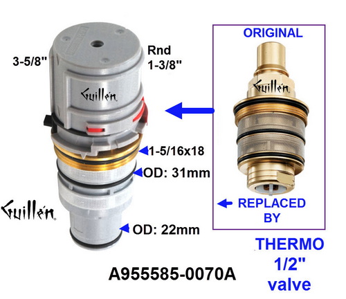 American Standard A955585-0070A; ; 1/2 thermostatic cartridge; in Unfinish   A954820-0070A; 953960-0070A