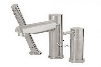 Aquabrass 1013-PC; Volare Curved; 3 piece tub filler with handshower; in Polished Chrome
