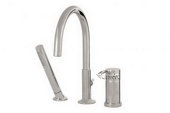 Aquabrass 13013-BN; Teo; 3 piece deck-mount tub filler with handshower; in Brushed Nickel