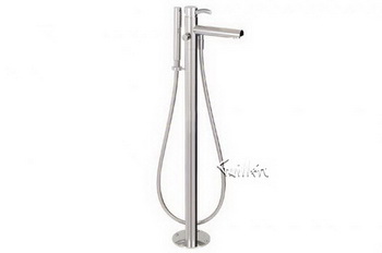 Aquabrass 13084-BN; Teo; floor-mount filler tub with handshower; in Brushed Nickel