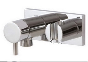 Aquabrass 1432-BN; ; round waterway stop valve and side hook; in Brushed Nickel