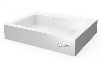 Aquabrass 17200-WHGL; Lugano; rectangular counter top basin-no hole; in Glossy Whiteite