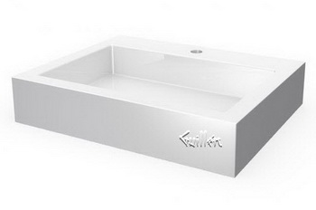 Aquabrass 17201-WHGL; Lugano; rectangular counter top basin-1 hole; in Glossy Whiteite