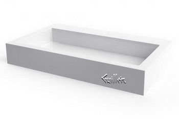 Aquabrass 17300-WHGL; Lugano; rectangular counter top basin-no hole; in Glossy Whiteite