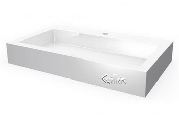 Aquabrass 17301-WHGL; Lugano; rectangular counter top basin-1 hole; in Glossy Whiteite