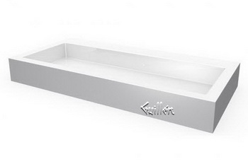 Aquabrass 17400-WHGL; Lugano; rectangular counter top basin-no hole; in Glossy Whiteite
