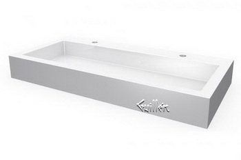 Aquabrass 17402-WHGL; Lugano; rectangular counter top basin-2 holes; in Glossy Whiteite