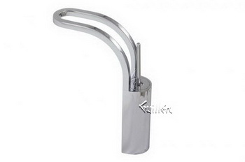 Aquabrass 17720-BKPC; String; tall single-hole lavatory faucet; in Black / Polished Chrome