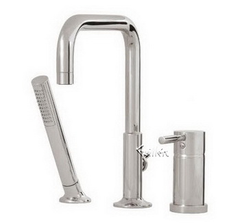 Aquabrass 27513-BN; Zara; 3 piece deck-mount tub filler with handshower; in Brushed Nickel