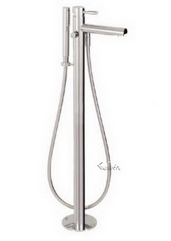 Aquabrass 27584-PC; Zara; floor-mount filler tub with handshower; in Polished Chrome
