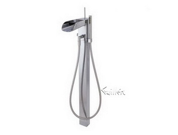 Aquabrass 32085-BN; Loveme; floor-mount filler tub with handshower; in Brushed Nickel