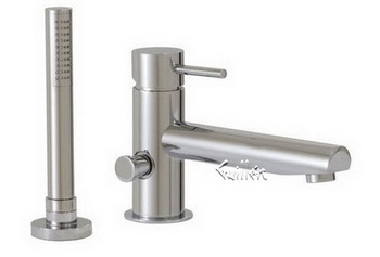 Aquabrass 61074-BN; Volare Straight; 2 piece tub filler with handshower; in Brushed Nickel