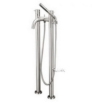 Aquabrass 61086-PC; Volare Straight; 2 column tub filler tub with handshower; in Polished Chrome