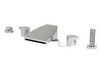 Aquabrass 67706-PC; Niu; 5 piece deck-mount tub filler with handshower; in Polished Chrome