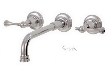 Aquabrass 7329-PC; Regency; wall-mount 8" inch centerset lavatory faucet; in Polished Chrome