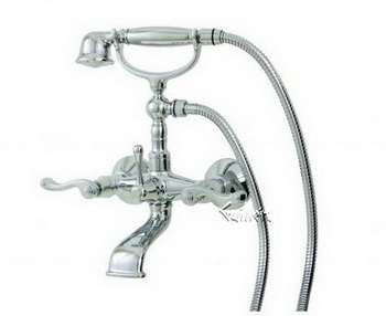Aquabrass 8004-BN; San Remo; wall-mount cradle tub filler with handshower; in Brushed Nickel