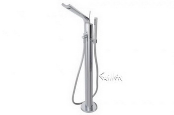 Aquabrass 80985-BN; Martini; floor-mount filler tub with handshower; in Brushed Nickel