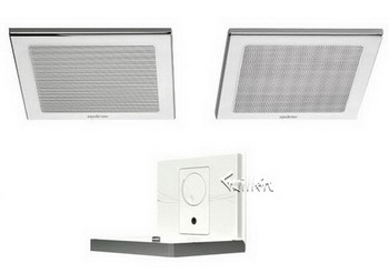 Aquabrass SKS01-PSS; Aquamiusik; digital of 2 speakers & wall-mount dock station; in Polished Stainless Steel