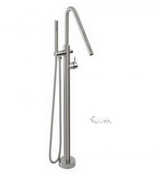 Aquabrass X7595-PC; Xround; floor-mount filler tub with handshower; in Polished Chrome
