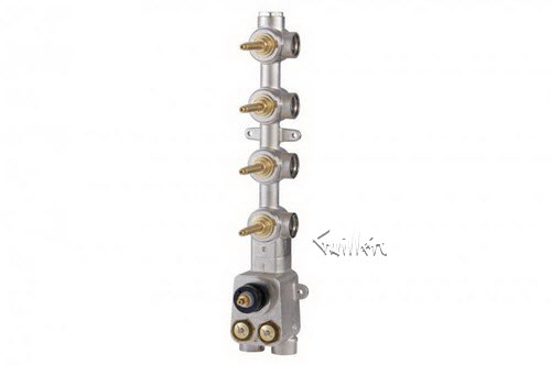 Aquabrass 3004; Totem; 3/4" thermostatic valve with 4 shut-off valves; in Unfinish