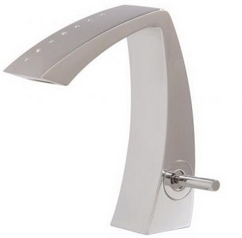 Aquabrass 61714-WHPC; Etna; single-hole lavatory faucet with crystals; in WhitePolished Chrome